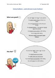 English Worksheet: giving feedback