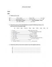 English Worksheet: English Grammar Exam