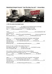 English Worksheet: JUST THE WAY YOU ARE - BRUNO MARS
