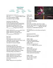 English Worksheet: Rebel, Rebel Fill in the blanks