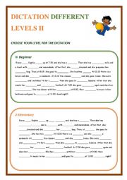 English Worksheet: Dictation different levels 2