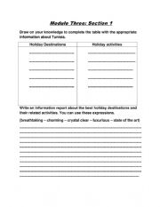 English worksheet: holiday destinations