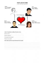 English Worksheet: Who Loves Who - subject and object questions