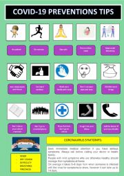 English Worksheet: COVID 19 CORONAVIRUS PREVENTIONS TIPS