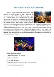 English Worksheet: Rainforest World Music Festival