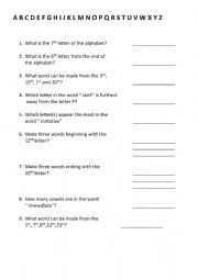 English Worksheet: Alphabet warmer