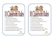 English Worksheet: 10 Classroom Rules