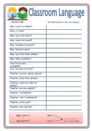 Classroom Language - Student talk