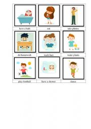 English Worksheet: Present Simple vs Present Continuous cards vocabulary