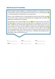 English Worksheet: Personal pronouns in the text