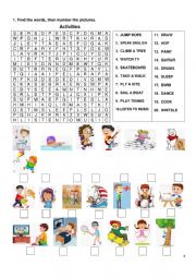 English Worksheet: fun activities wordsearch