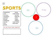 English Worksheet: Do, play and go Sports
