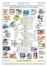 GERUND - ING FORM - CROSSWORD