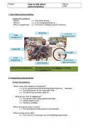English Worksheet: How to talk about pictures