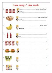 English Worksheet: How much /  How many