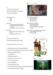 English Worksheet: Viewing: Two reviews on the movie Juno