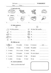 English Worksheet: Talk about food