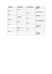 English Worksheet: Irregular verbs 1 to 70