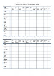 English Worksheet: Stative and dynamic verbs battleship