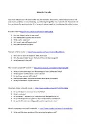English Worksheet: Videos for Free Talk and Warm up
