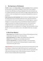 English Worksheet: 	The UK government system explained .