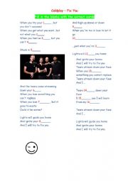 English Worksheet: Coldplay Fix You First Conditional Present Simple