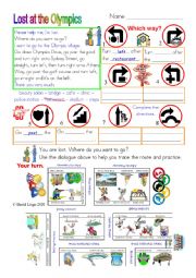 Lost at the Olympics with answer key and instructions