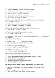 English Worksheet: The Magic School Bus and the Missing Tooth Quiz