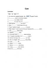 English Worksheet: Can or Cant