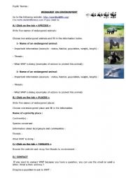 English Worksheet: World Wildlife Fund Webquest