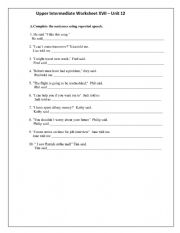 English Worksheet: Indirect Speech