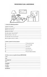 English Worksheet: Prepositions of Place - Questionnaire