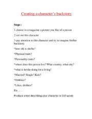 English Worksheet: create a charactere