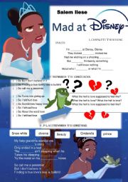 English Worksheet: Mad at Disney song activity