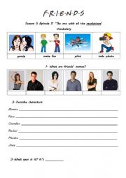 English Worksheet: Friends Season 5 episode 11 New Year Resolutions