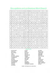 Occupations and professions Word Search (with Key)