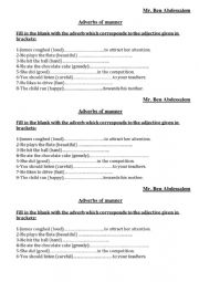 English Worksheet: Adverbs of manner