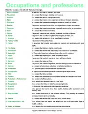 Occupations and profession Worksheet (Jumble List)