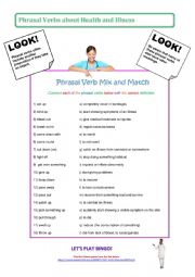 English Worksheet: Phrasal verbs about Health and Illness