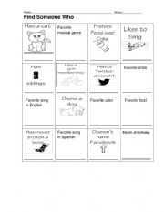 English Worksheet: Find someone who