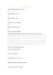 English Worksheet: Daily Routine - Writing Practice