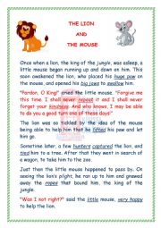 English worksheet: THE LION & THE MOUSE
