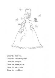 English Worksheet: A princess to colour