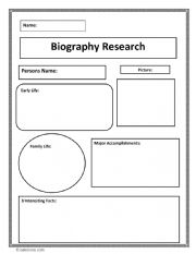 English Worksheet: Biography Reasearch Graphic
