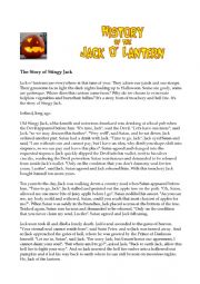 English Worksheet: Jack O Lantern