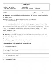 Past Simple Tense Worksheet