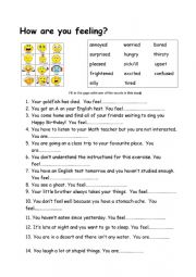 Feelings Adjectives - worksheet