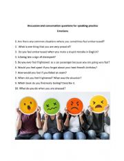 English Worksheet: Discussion about  feelings and emotions