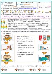 English Worksheet: let�s keep fit