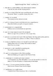 English Worksheet: Shrek worksheet